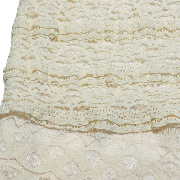 Michael Edwards Sleeveless Lace Dress Medium Beige Knee Length Whimsygoth Party - Picture 6 of 10